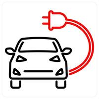 Electric Car icon concept in red bold line color vector