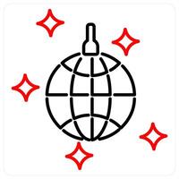 Disco Ball icon concept in red bold line color vector
