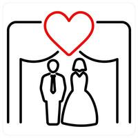 Wedding icon concept in red bold line color vector