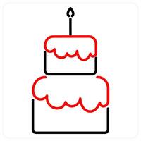 Cake icon concept in red bold line color vector