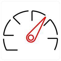 Speedometer icon concept in red bold line color vector