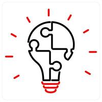 Problem Solving icon concept in red bold line color vector