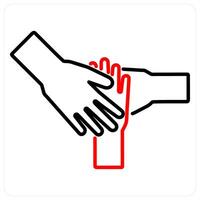 Teamwork icon concept in red bold line color vector