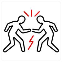Confrontation icon concept in red bold line color vector