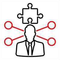 Resolve Issues icon concept in red bold line color vector
