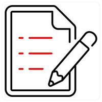 Exam icon concept in red bold line color vector