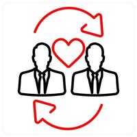 Empathy icon concept in red bold line color vector