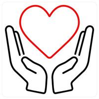 Charity and donate icon concept in red bold line color vector
