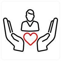 Caring and care icon concept in red bold line color vector