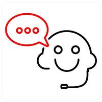 Customer Support and service icon concept in red bold line color vector