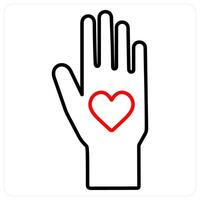 Voluntary icon concept in red bold line color vector
