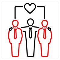 Togetherness icon concept in red bold line color vector
