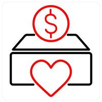 Charity Box icon concept in red bold line color vector