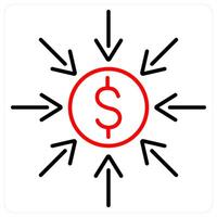 Fundraising icon concept in red bold line color vector