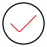 Check icon in red bold line color vector