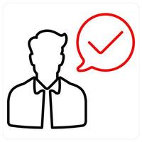 Accept icon concept in red bold line color vector