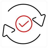 Complete icon concept in red bold line color vector