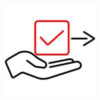 Give Permission icon concept in red bold line color vector