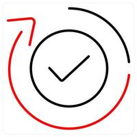 Approve icon concept in red bold line color vector