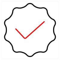 Verified icon concept in red bold line color vector