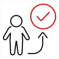 Right way icon concept in red bold line color vector