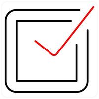 Tick icon concept in red bold line color vector