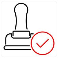 Stamp icon concept in red bold line color vector