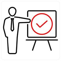 Correct icon concept in red bold line color vector