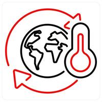 Climate Change icon concept in red bold line color vector