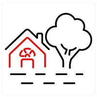 Flooding icon concept in red bold line color vector