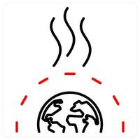 Greenhouse Effect icon concept in red bold line color vector