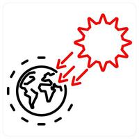 Solar Irradiance icon concept in red bold line color vector