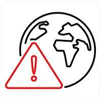 Warning and alert icon concept in red bold line color vector