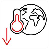 Temperature Decrease icon concept in red bold line color vector