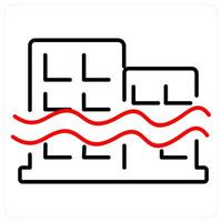 Sea Level Rise icon concept in red bold line color vector