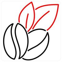 Coffee Beans icon concept in red bold line color vector