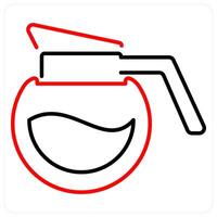 Coffee Pot icon concept in red bold line color vector