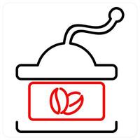 Coffee Machine concept in red bold line color vector