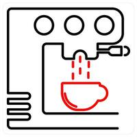 Coffee Machine icon in red bold line color vector