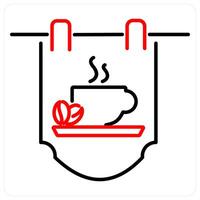 Coffee Sign icon concept in red bold line color vector
