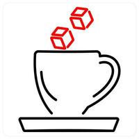 Coffee With Sugar icon concept in red bold line color vector