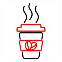 Coffee Cup icon concept in red bold line color vector