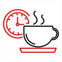 Coffee Break icon concept in red bold line color vector