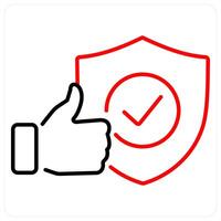 Trust icon concept in red bold line color vector