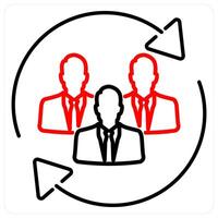 Inclusion icon concept in red bold line color vector