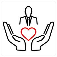 Caring icon concept in red bold line color vector