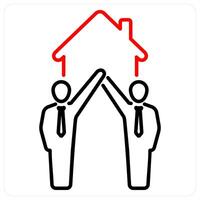 Neighbourhood icon concept in red bold line color vector