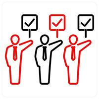 Collective Action icon concept in red bold line color vector