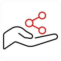 Sharing icon concept in red bold line color vector