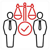 Human Rights icon concept in red bold line color vector